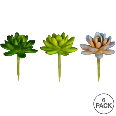 Vickerman 3" Artificial Assorted Succulent Picks, 6 Per Bag - Image 2