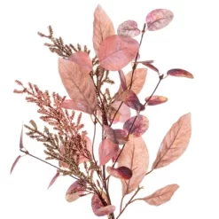 Vickerman 16" Dusty Rose Artificial Fall Eucalyptus And Berry Wreath Candle Ring