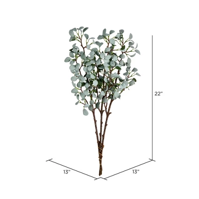 Vickerman 22" Artificial Gray Green Eucalyptus Branch, Set Of 3 - Image 5