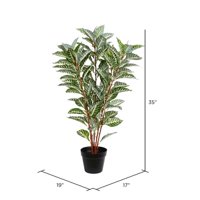 Vickerman 35" Artificial Green Real Touch Zebra Plant.