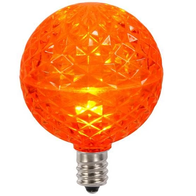 Vickerman Club Pack Of 25 LED G50 Orange Replacement Christmas Light Bulbs - E12 Base
