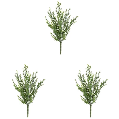 Vickerman 18" Artificial Mini Green Jade Leaf Bush UV Coated, Set Of 3 - Image 2