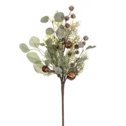 Vickerman 20" Artificial Winter Cedar Spray With Pinecone, Eucalyptus, And Brown Jingle Bells 2/Bag.