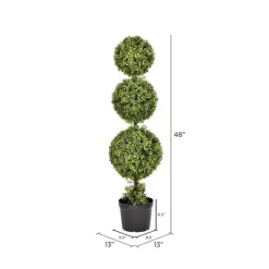 Artificial Boxwood Triple Ball With Pot (UV) (4') - Vickerman