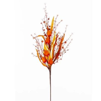 Vickerman 29" Orange Fall Artificial Lantern, Berry, And Husk Spray, 2 Per Bag