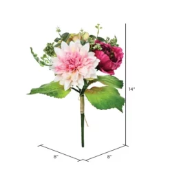 Vickerman 14" Artificial Mixed Fall Peony Hydrangea Bush.