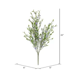 Vickerman 22" Artificial UV Coated Bush With Mini Purple Flowers And Greenery.