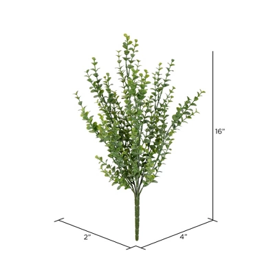 Vickerman 18" Artificial Mini Green Jade Leaf Bush UV Coated, Set Of 3