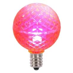 Vickerman Club Pack Of 25 LED G40 Pink Faceted Replacement Christmas Light Bulbs