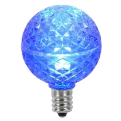 Vickerman Club Pack Of 25 LED G40 Blue Faceted Replacement Christmas Light Bulbs