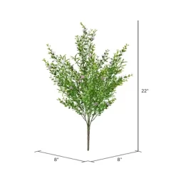 Vickerman 22" Artificial UV Coated Bush With Mini Purple Flowers And Boxwood Greenery.