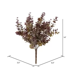 Vickerman 14" Artificial Green And Red Mini Jade Leaf Bush Pick. UV Coated, Set Of 3