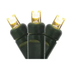 Vickerman 50 Warm White Wide Angle LED Light On Green Wire, 34' Christmas Single Mold Light Strand