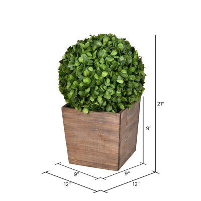 Vickerman Artificial Green Potted Boxwood Ball