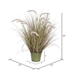 Vickerman Artificial Potted Green Grass With Cattails