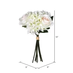 Vickerman 14" Artificial Rose And Hydrangea Bundle