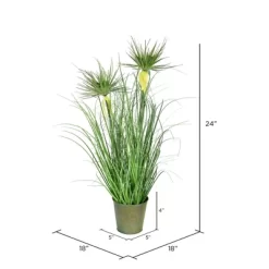 Vickerman Artificial Potted Artificial Grass And Cyperus Heads