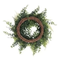 Artificial Buckler Fern & Grass Wreath (18") - Vickerman