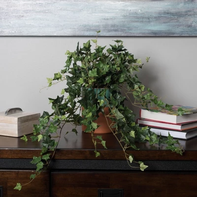 Vickerman 26" Artificial Green Mini Ivy Hanging Bush. - Image 2