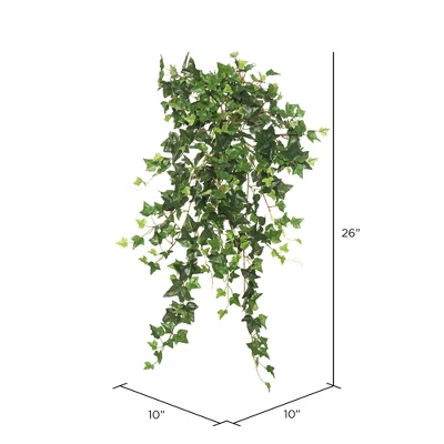 Vickerman 26" Artificial Green Mini Ivy Hanging Bush.