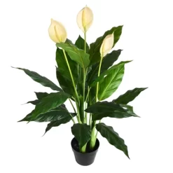 Vickerman 37" Artificial Potted Green Peace Lily Real Touch Plant.